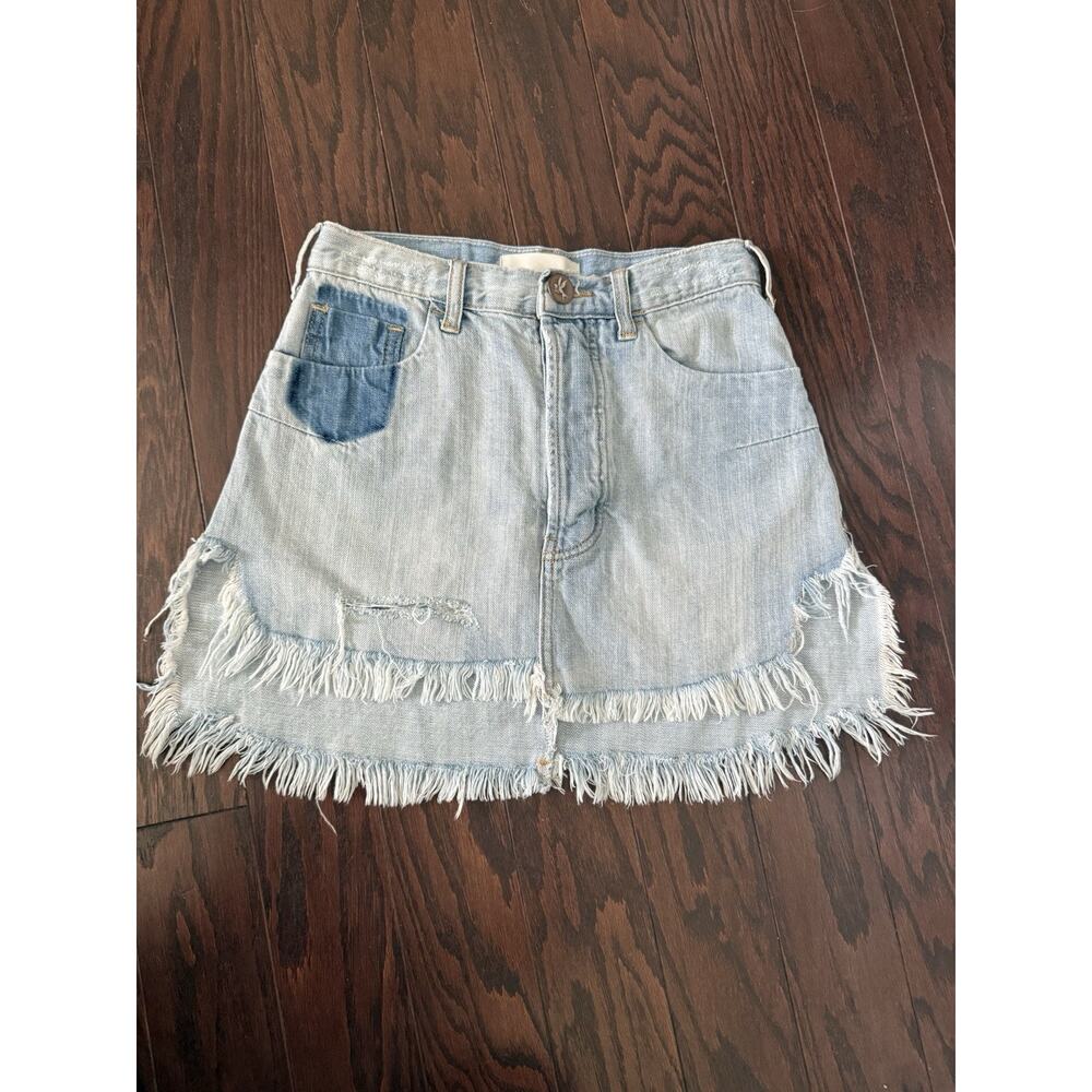 One Teaspoon Vanguard Mid Rise Relaxed Denim Mini Skirt Size 23 excellent